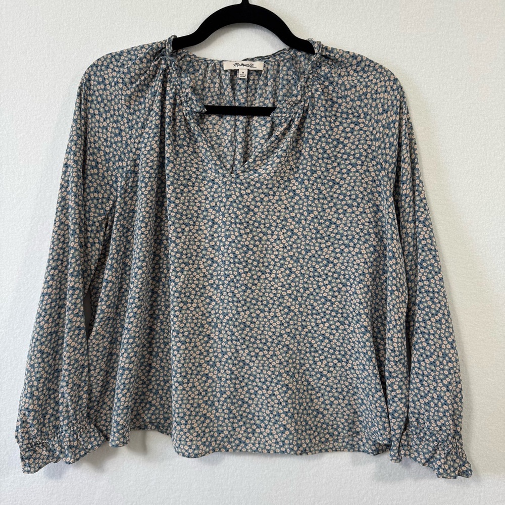 Madewell Silk Poet Floral Women's Top in Bitsy Floral Sz M